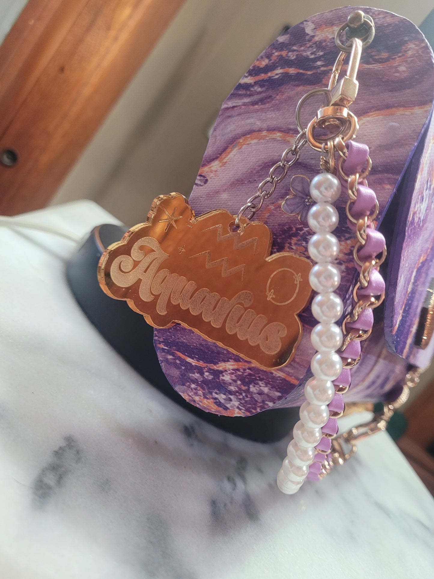 Zodiac Birthstone Wooden Purse | Handmade Crossbody Clutch | Personalized Zodiac Gift
