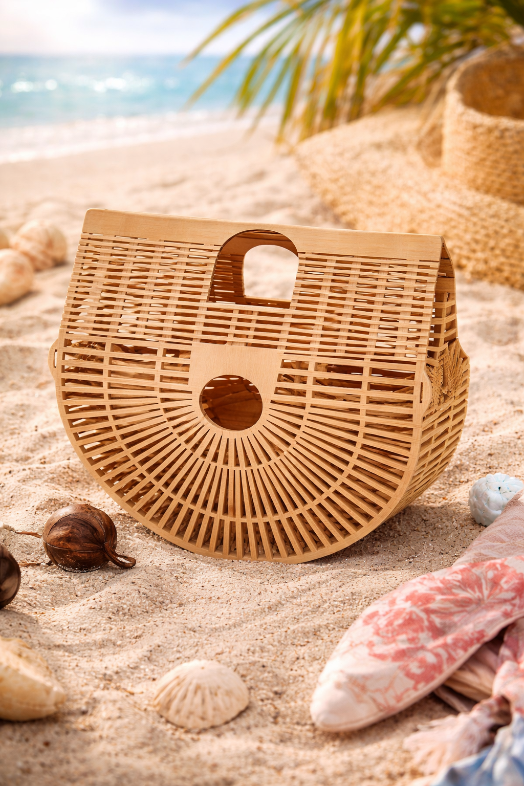 Half moon purse, Wooden purse