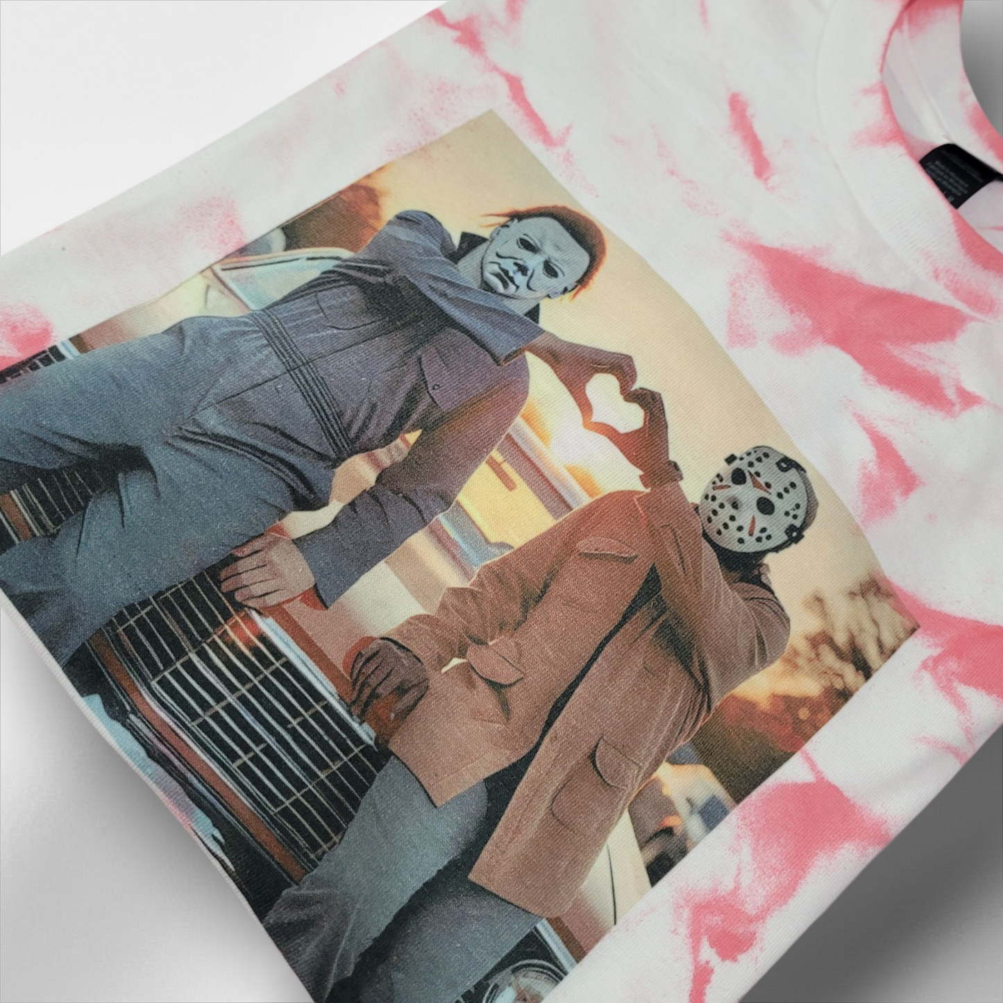Spooky Cute Tie-Dye Halloween T-Shirt – Michael & Jason Heart Hands Graphic Tee