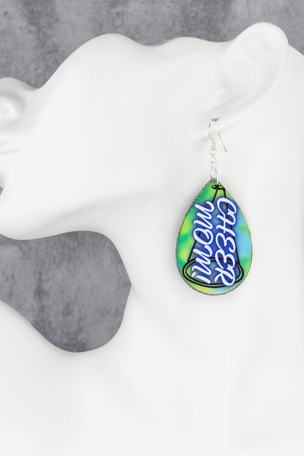 Custom Sports Mom Earrings – Personalized Photo & Jersey Number | Cheer, Football, Baseball, Softball, Basketball Gifts