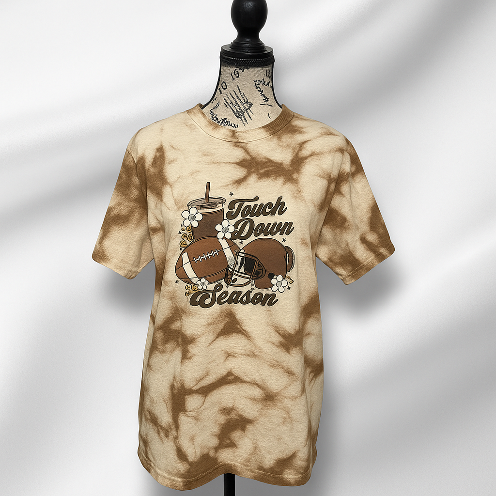 Touchdown Season Tie-Dye T-Shirt | Game Day Graphic Tee | Football Fan Apparel