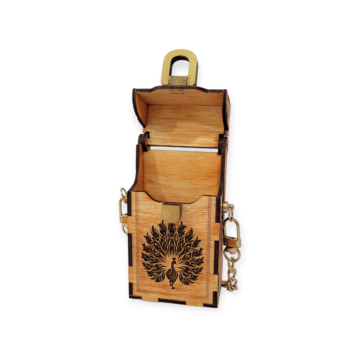 Wooden Peacock Hip Bag / Mini Purse – Handcrafted & Customizable
