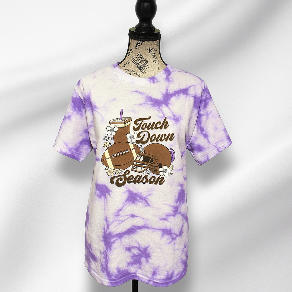 Touchdown Season Tie-Dye T-Shirt | Game Day Graphic Tee | Football Fan Apparel