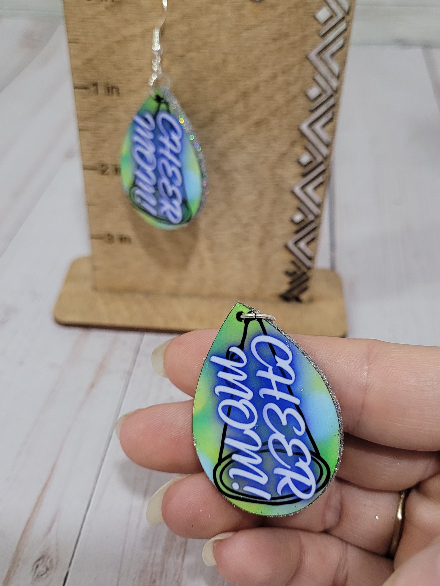 Custom Sports Mom Earrings – Personalized Photo & Jersey Number | Cheer, Football, Baseball, Softball, Basketball Gifts