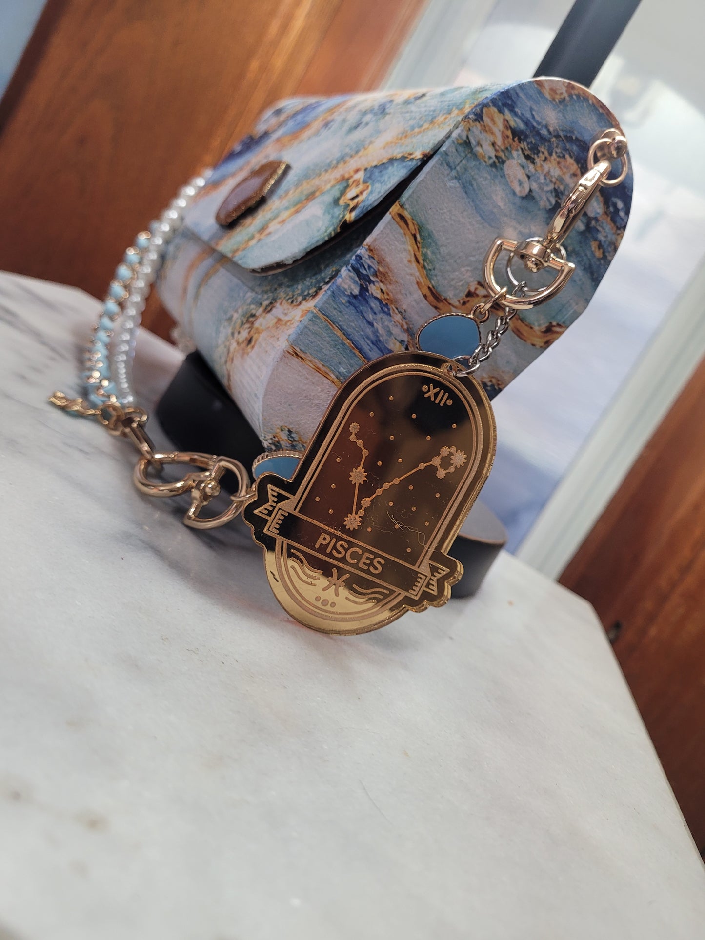 Zodiac Birthstone Wooden Purse | Handmade Crossbody Clutch | Personalized Zodiac Gift