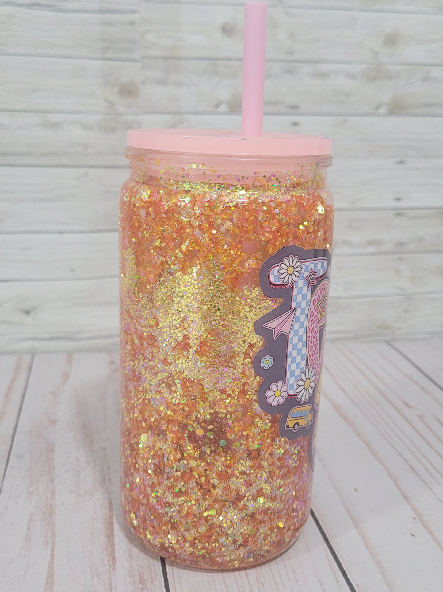 Custom Glitter Teacher Tumbler with Straw – Personalized Teacher Appreciation Gift