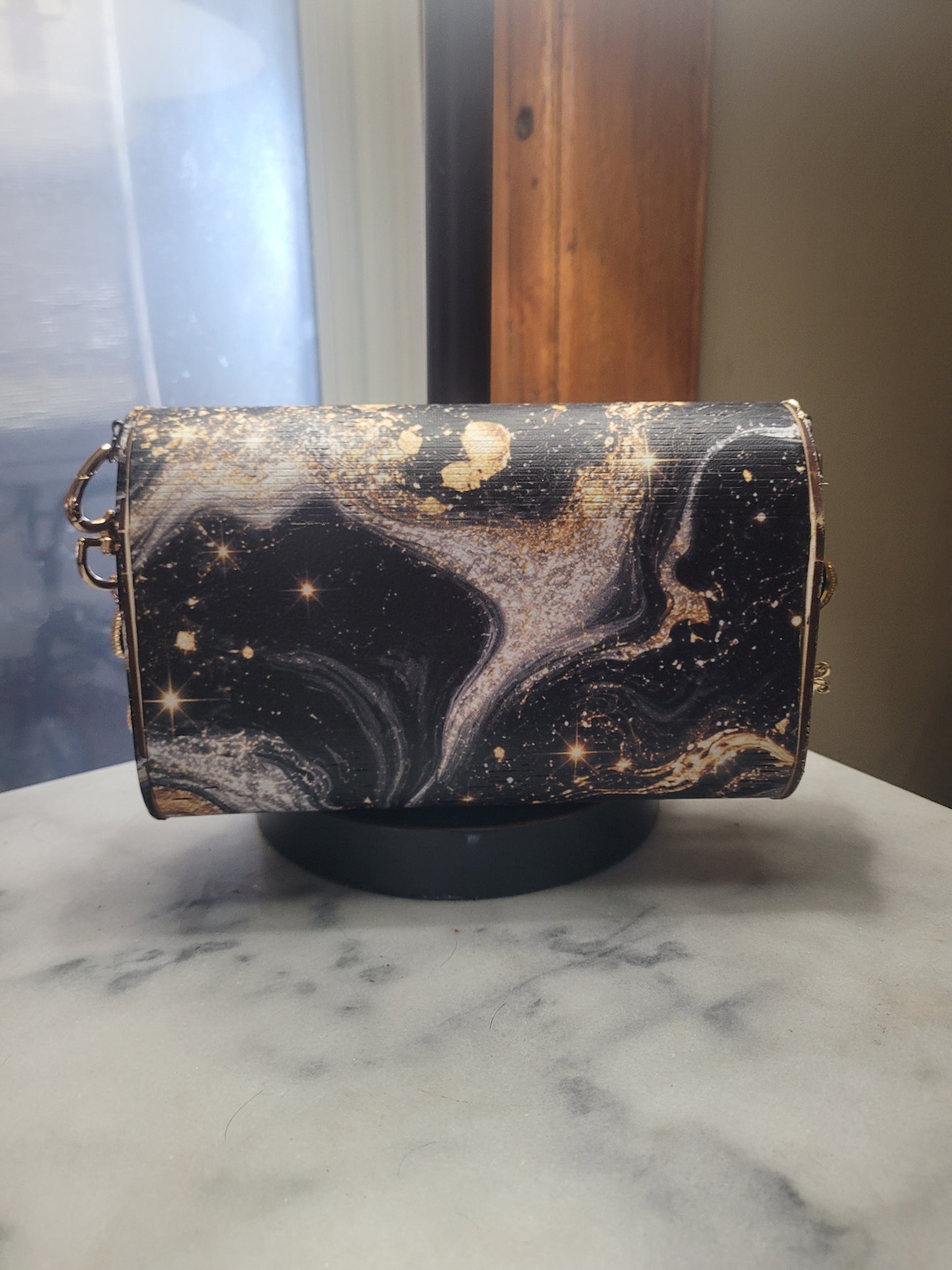 Black & Gold Luxe Marble Clutch Purse