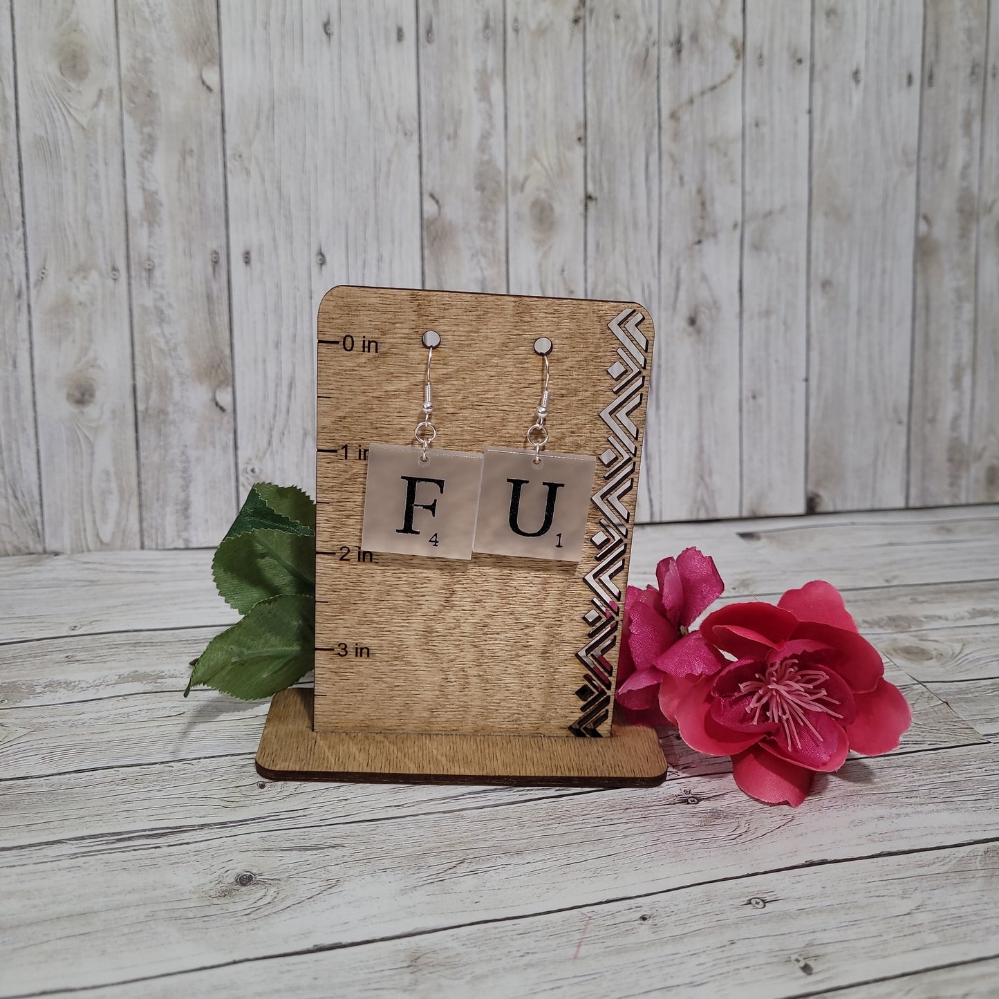FU Letter Tile Earrings – Funny Statement Jewelry 🔠✨
