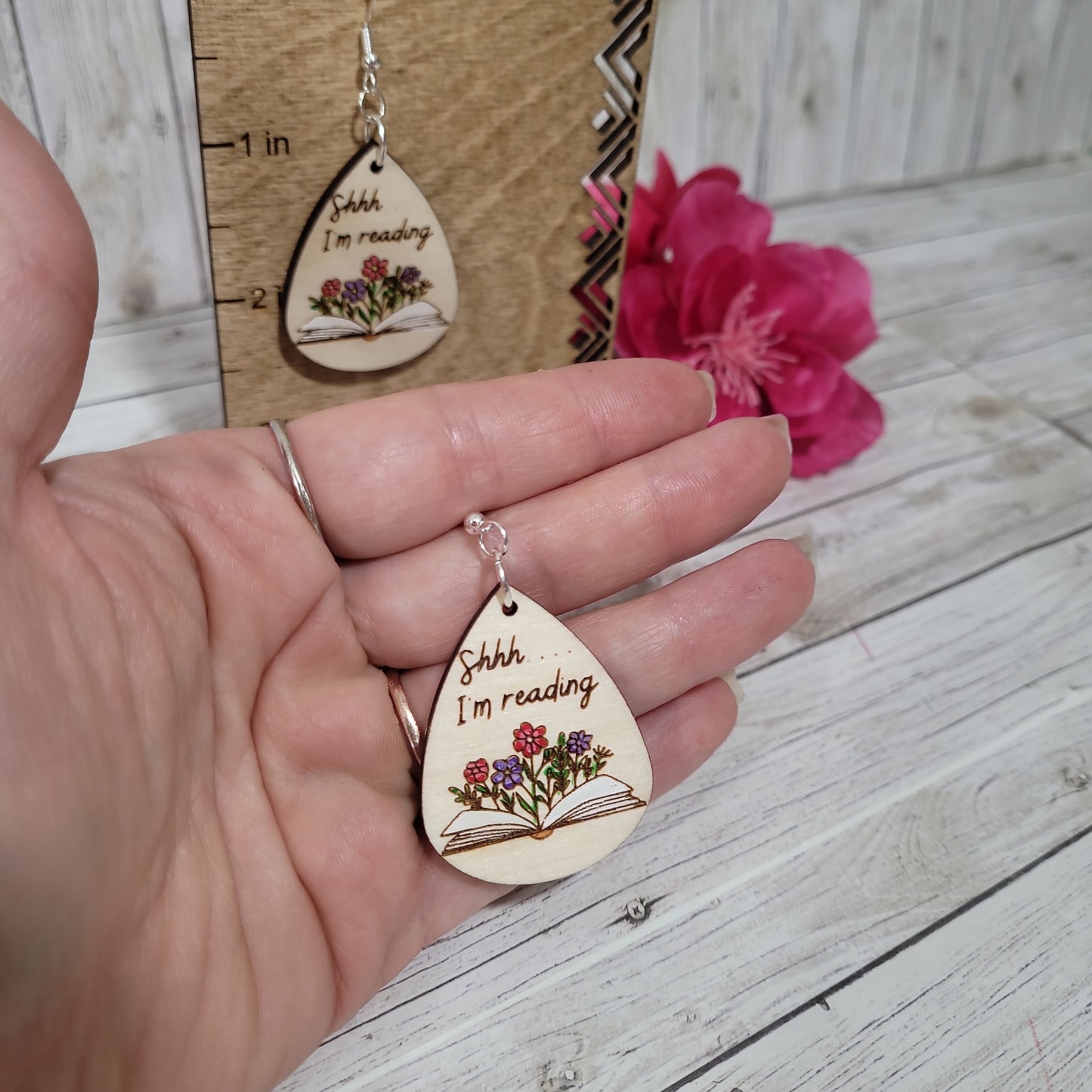 “Shhh I’m Reading” Earrings – Book Lover Gift Jewelry 📚✨