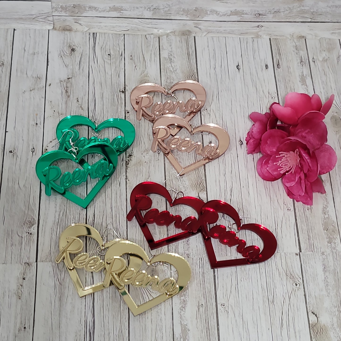 Heart Shaped Earrings, Name Plate Earring