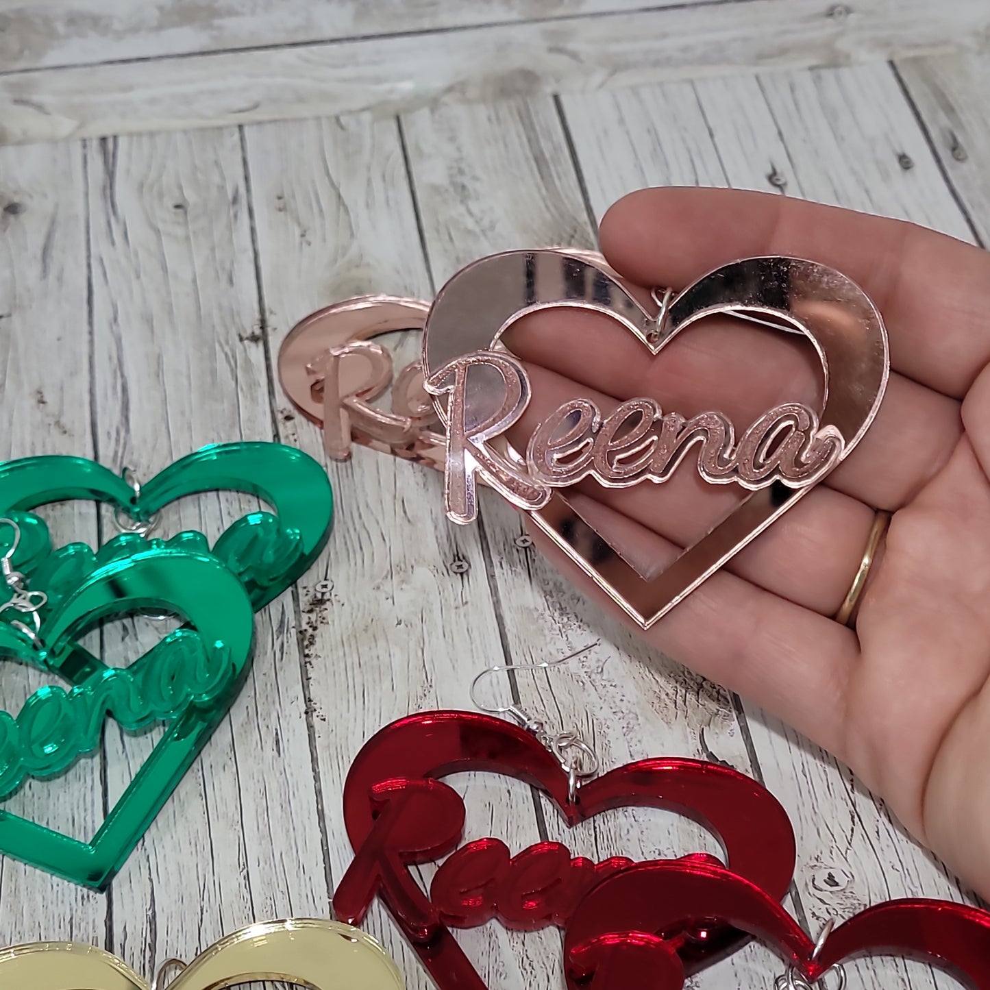 Heart Shaped Earrings, Name Plate Earring