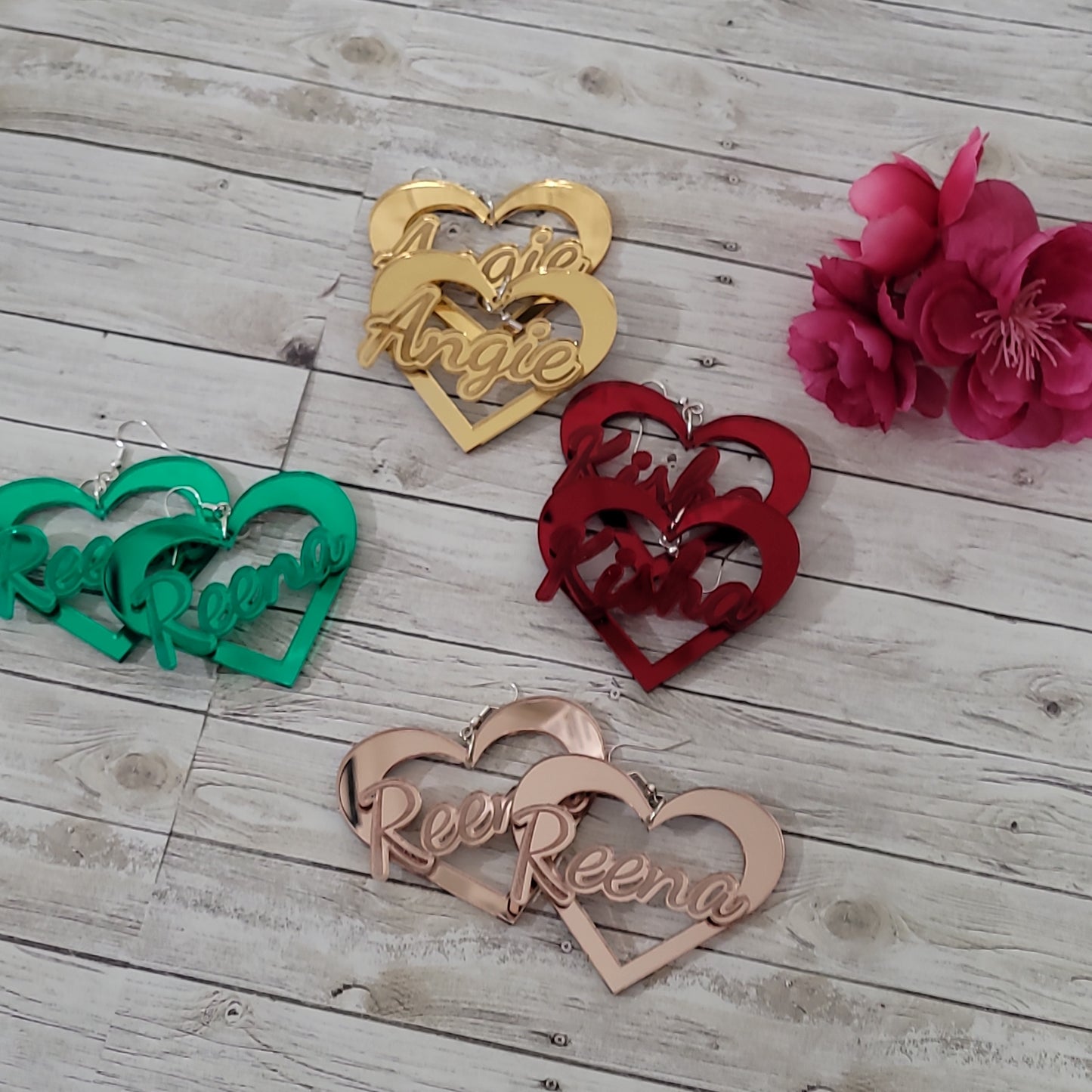 Heart Shaped Earrings, Name Plate Earring